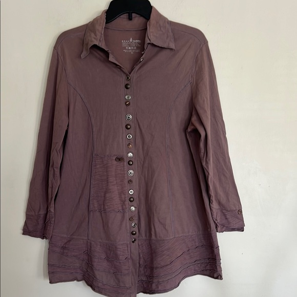 Bella Amore Tops - Bella Amore Brown 3/4 Sleeve Button Down Tunic